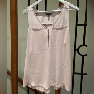 Express Light Pink V-Neck Top with Zipper